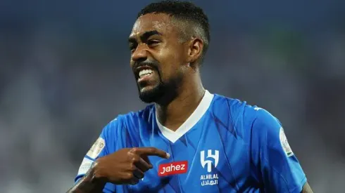 Malcom comemorando gol durante partida entre Abha e Al-Hilal, pela Liga Saudita, em 2023. Foto: Yasser Bakhsh