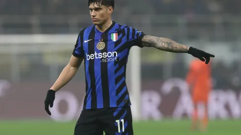 MILAN, ITALY – FEBRUARY 25: Joaquin Correa of FC Internazionale gestures during the Coppa Italia, Quarter Final match between FC Internazionale and SS Lazio at Stadio Giuseppe Meazza on February 25, 2025 in Milan, Italy. (Photo by Marco Luzzani/Getty Images)