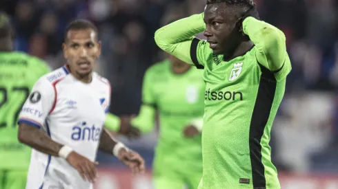 MONTEVIDEO, URUGUAY – MAY 28: Marino Hinestroza of Atletico Nacional reacts after during a Copa Libertadores group F match between Nacional and Atletico Nacional at Gran Parque Central on May 28, 2025 in Montevideo, Uruguay.  (Photo by Ernesto Ryan/Getty Images)
