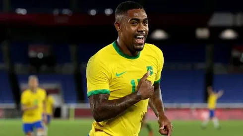 Malcom comemorando gol na final das Olimpíadas de 2020, entre Brasil e Espanha. Foto: Francois Nel