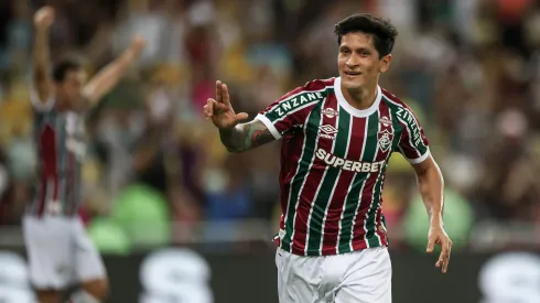 Germán Cano celebra um dos gols marcados com a camisa do Fluminense. Foto: Marcelo Gonçalves/Fluminense.