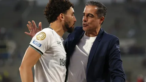 PASADENA, CALIFORNIA – JUNE 19: Botafogo FR Head Coach Renato Paiva celebrates victory with Alex Telles after the FIFA Club World Cup 2025 group B match between Paris Saint-Germain FC and Botafogo FR at Rose Bowl Stadium on June 19, 2025 in Pasadena, California. (Photo by Stu Forster/Getty Images)