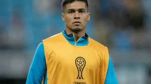 RS – PORTO ALEGRE – 08/04/2025 – COPA SUL-AMERICANA 2025, GREMIO X ATLETICO GRAU – Matias Arezo jogador do Gremio durante partida contra o Atletico Grau no estadio Arena do Gremio pelo campeonato Copa Sul-americana 2025. Foto: Liamara Polli/AGIF