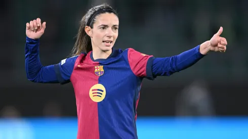 WOLFSBURG, GERMANY – MARCH 19: Aitana Bonmatí of Barcelona in action during the UEFA Women's Champions League quarterfinals first leg match between VfL Wolfsburg and FC Barcelona on March 19, 2025 in Wolfsburg, Germany. (Photo by Stuart Franklin/Getty Images)
