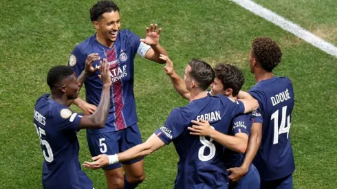 Jogadores do PSG comemorando no Mundial de Clubes – Foto: Reprodução/PSG