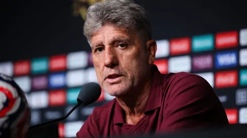 ORLANDO, FLORIDA – JULY 03: Renato Portaluppi, Head Coach of Fluminense FC, speaks to the media in a press conference ahead of their FIFA Club World Cup 2025 Quarter Final match between Fluminense FC and Al-Hilal at Camping World Stadium on July 03, 2025 in Orlando, Florida. (Photo by Alex Grimm/Getty Images)
