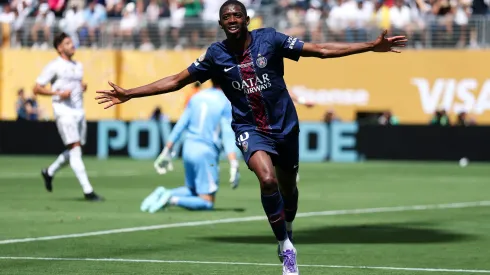 EAST RUTHERFORD, NEW JERSEY – JULY 09: Ousmane Dembele #10 of Paris Saint-Germain celebrates scoring his team's second goal during the FIFA Club World Cup 2025 semi-final match between Paris Saint-Germain and Real Madrid CF at MetLife Stadium on July 09, 2025 in East Rutherford, New Jersey. (Photo by Dan Mullan/Getty Images)

