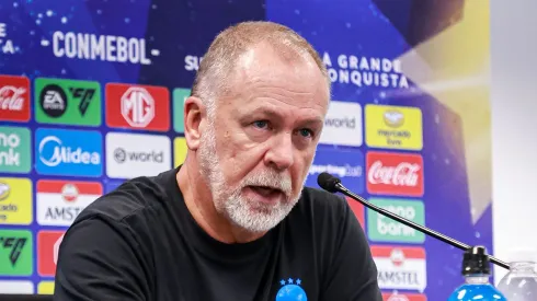 RS – PORTO ALEGRE – 29/05/2025 – COPA SUL-AMERICANA 2025, GREMIO X SPORTIVO LUQUENO – Mano Menezes tecnico do Gremio durante coletiva apos vitoria contra o Sportivo Luqueno no estadio Arena do Gremio pelo campeonato Copa Sul-americana 2025.