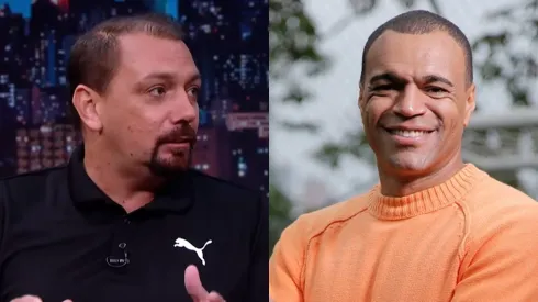 Alê Oliveira, da Rádio Itatiaia, e Denílson, do Grupo Globo. Fotos: Reprodução.