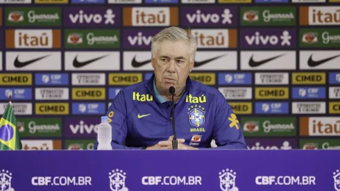 Ancelotti, em coletiva da seleção brasileira (@rafaelribeirorio I CBF)