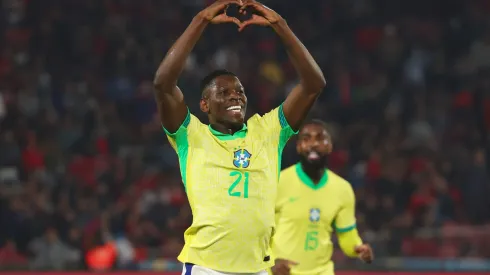 SANTIAGO, CHILE – OCTOBER 10: Luiz Henrique of Brazil celebrates after scoring the team's second goal during the FIFA World Cup 2026 South American Qualifier match between Chile and Brazil at Estadio Nacional de Chile on October 10, 2024 in Santiago, Chile. (Photo by Marcelo Hernandez/Getty Images)