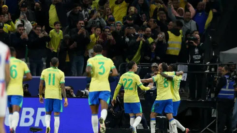 SP – SAO PAULO – 10/06/2025 – ELIMINATORIAS COPA DO MUNDO 2026, SELECAO BRASILEIRA X PARAGUAI – Vinicius Junior jogador da Selecao Brasileira comemora seu gol durante a partida entre Brasil e Paraguai na Neo Quimica Arena em Sao Paulo (SP), pelas Eliminatorias da Copa do Mundo 2026. Foto: Marlon Costa/AGIF