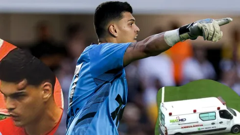 Gabriel Brazão, goleiro do Santos em partida pelo campeonato brasileiro