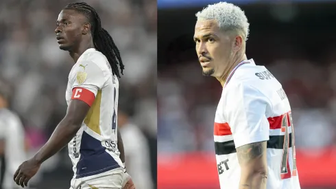 Adé e Luciano vão se enfrentar em LDU x São Paulo – Fotos: Thiago Ribeiro/AGIF e Marco Miatelo/AGIF
