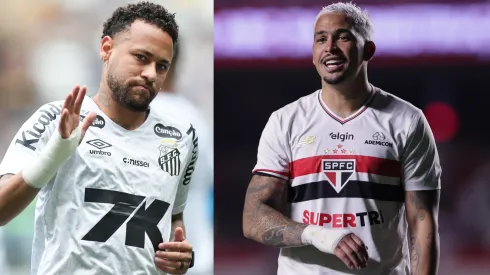 Neymar e Luciano vão se enfrentar em Santos x São Paulo – Fotos: Gilson Lobo/AGIF e Ettore Chiereguini/AGIF