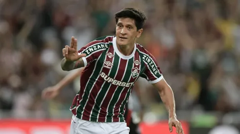 RJ – RIO DE JANEIRO – 20/04/2025 – BRASILEIRO A 2025, FLUMINENSE X VITORIA – German Cano jogador do Fluminense comemora seu gol durante partida contra o Vitoria no estadio Maracana pelo campeonato Brasileiro A 2025. Foto: Thiago Ribeiro/AGIF