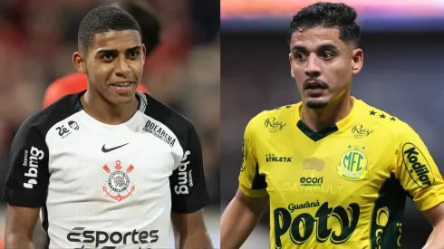 Corinthians x Mirassol se enfrentam pelo Brasileirão. Fotos: Hedeson Alves/AGIF e Gilson Lobo/AGIF