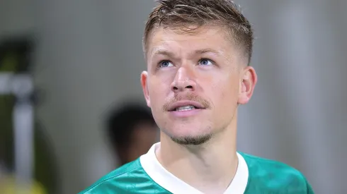 SP – SAO PAULO – 16/07/2025 – BRASILEIRO A 2025, PALMEIRAS X MIRASSOL – Bruno Fuchs jogador do Palmeiras durante partida contra o Mirassol no estadio Arena Allianz Parque pelo campeonato Brasileiro A 2025. Foto: Ettore Chiereguini/AGIF