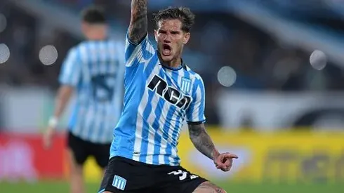 Bruno Zuculini comemorando gol durante partida entre Racing e Athletico-PR, pela Copa Sul-Americana 2024. Foto: Marcelo Endelli
