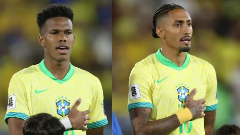 Estêvão e Raphinha durante duelo entre Brasil x Chile, pelas Eliminatórias Sul-Americanas – Fotos: Marlon Costa/AGIF