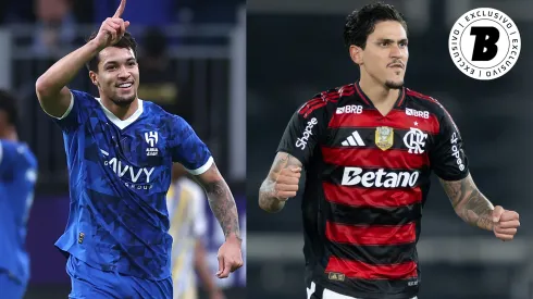 Marcos Leonardo e Pedro viveram momentos diferentes em 2025 – Fotos: Abdullah Ahmed/Getty Images e Jorge Rodrigues/AGIF
