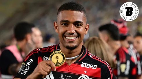 Samuel Lino comemora tetra do Flamengo na Libertadores. Foto: Rodrigo Valle/Getty Images
