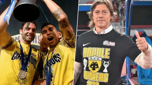 Pineda y Almeyda festejaron el doblete en Grecia como el que ganaron hace seis años con Chivas
