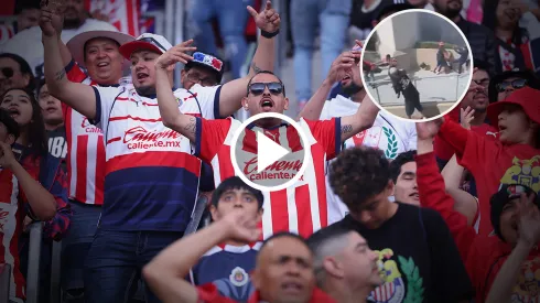 Enfrentamiento entre fanáticos de Chivas y Atlas.
