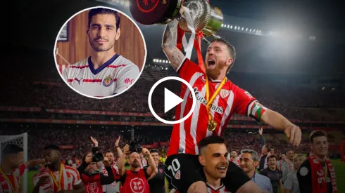 Iker Muniain y Óscar De Marcos, capitanes del Bilbao, celebraron al Pollo Briseño en plena Copa del Rey
