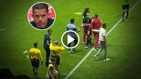 Fernando Gago fue bañado en líquidos desde la tribuna principal del Estadio Nemesio Diez
