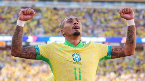 Raphinha festejando su gol ante Colombia, en la tercera jornada de la fase de grupos de la Copa América 2024.
