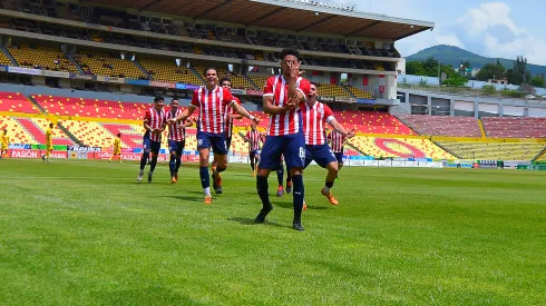 Los jugadores de Tapatío festejan uno de los goles contra Atlético Morelia, en la fecha 2 del Apertura 2024.
