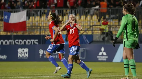 Yanara Aedo anotó el segundo gol de La Roja en la semifinal del fútbol femenino. (Foto de Raúl Zamora/Santiago 2023 vía Photosport)
