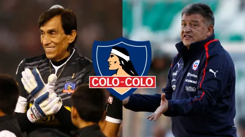 Roberto 'Cóndor' Rojas se entusiasma con Claudio Borghi en el banco de Colo Colo.
