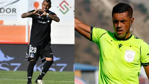 Arturo Vidal molesto con el árbitro Nicolás Gamboa.

