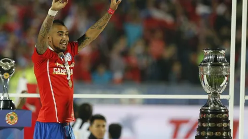 Arturo Vidal entrega un mensaje previo al final de la Copa América 2024. (Foto: Photosport)
