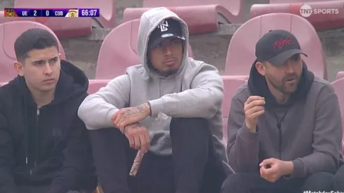 Alan Saldivia estuvo en Santa Laura para ver el partido de Unión Española ante Cobreloa (Foto: TNT Sports)
