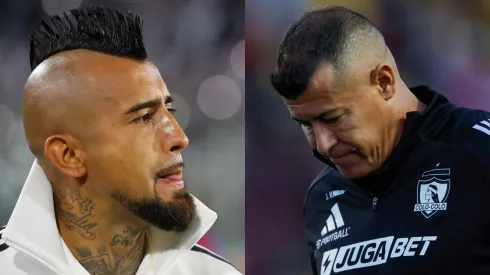 Arturo Vidal y Jorge Almirón sostuvieron una charla a solas en Macul (Photosport).
