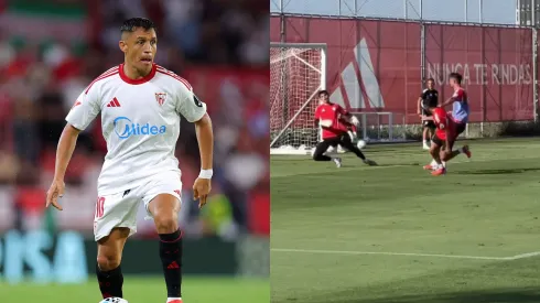 Alexis Sánchez se mandó tremendo golazo en la práctica del Sevilla.
