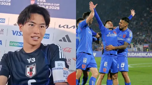 El capitán de Japón observa las celebraciones de Animé de Javier Altamirano. (Foto: Radio Sport Chile | Photosport)
