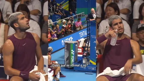 Carlos Alcaraz reaccionó furioso contra el umpire por un polémico warning.
