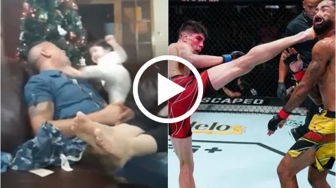 Bebé de Ignacio 'Jaula' Bahamondes sorprende conectando increíbles patadas a su abuelo (Foto: captura)
