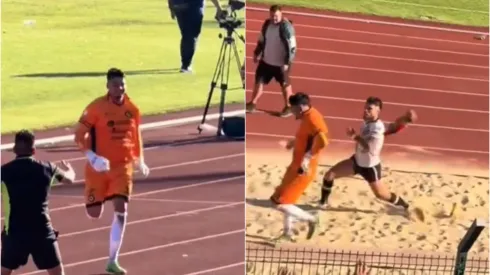 Arquero de Comunal Cabrero desata batalla campal tras festejar en la cara del rival en Tercera A (Foto: captura)
