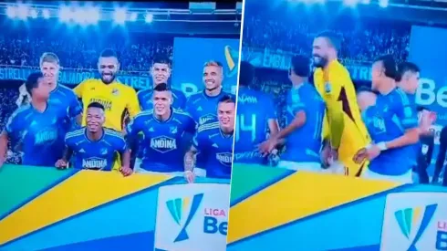 El curioso y viral gesto de Álvaro Montero en la foto de Millonarios