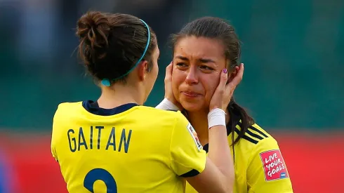 Natalia Gaitan #3 and Yoreli Rincon #10 of Colombia react after the 2-0 loss to the United States in the FIFA Women's World Cup 2015.
