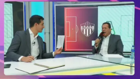 La reacción del periodista Gonzalo De Feliche tras la confusión del 'Cantante Del Gol' en pleno vivo. Foto: Pantallazo Win Sports.
