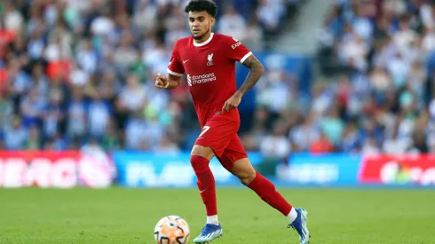 BRIGHTON, ENGLAND – OCTOBER 08: Luis Diaz of Liverpool in action during the Premier League match between Brighton & Hove Albion and Liverpool FC at American Express Community Stadium on October 08, 2023 in Brighton, England. (Photo by Bryn Lennon/Getty Images)
