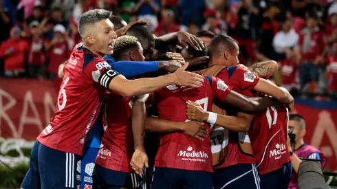 Medellín celebra uno de los goles en el clásico paisa.
