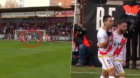 Radamel Falcao García anotando el primer gol del Rayo Vallecano por la Copa del Rey.
