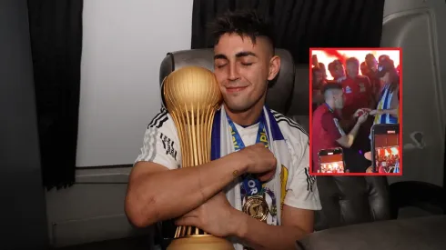 Santiago Mele con el trofeo de campeón de la Liga Betplay II-2023.
